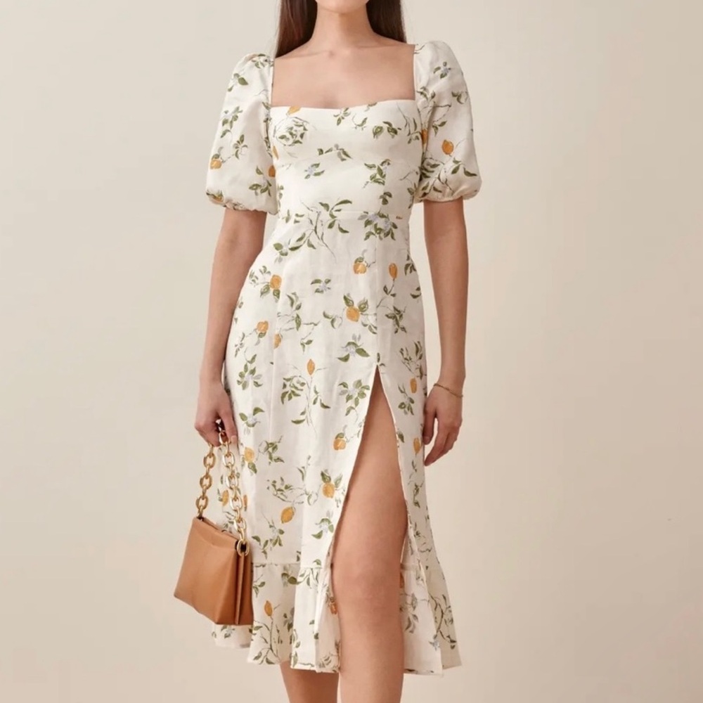 NWT Reformation Citron Puff Sleeve Dress